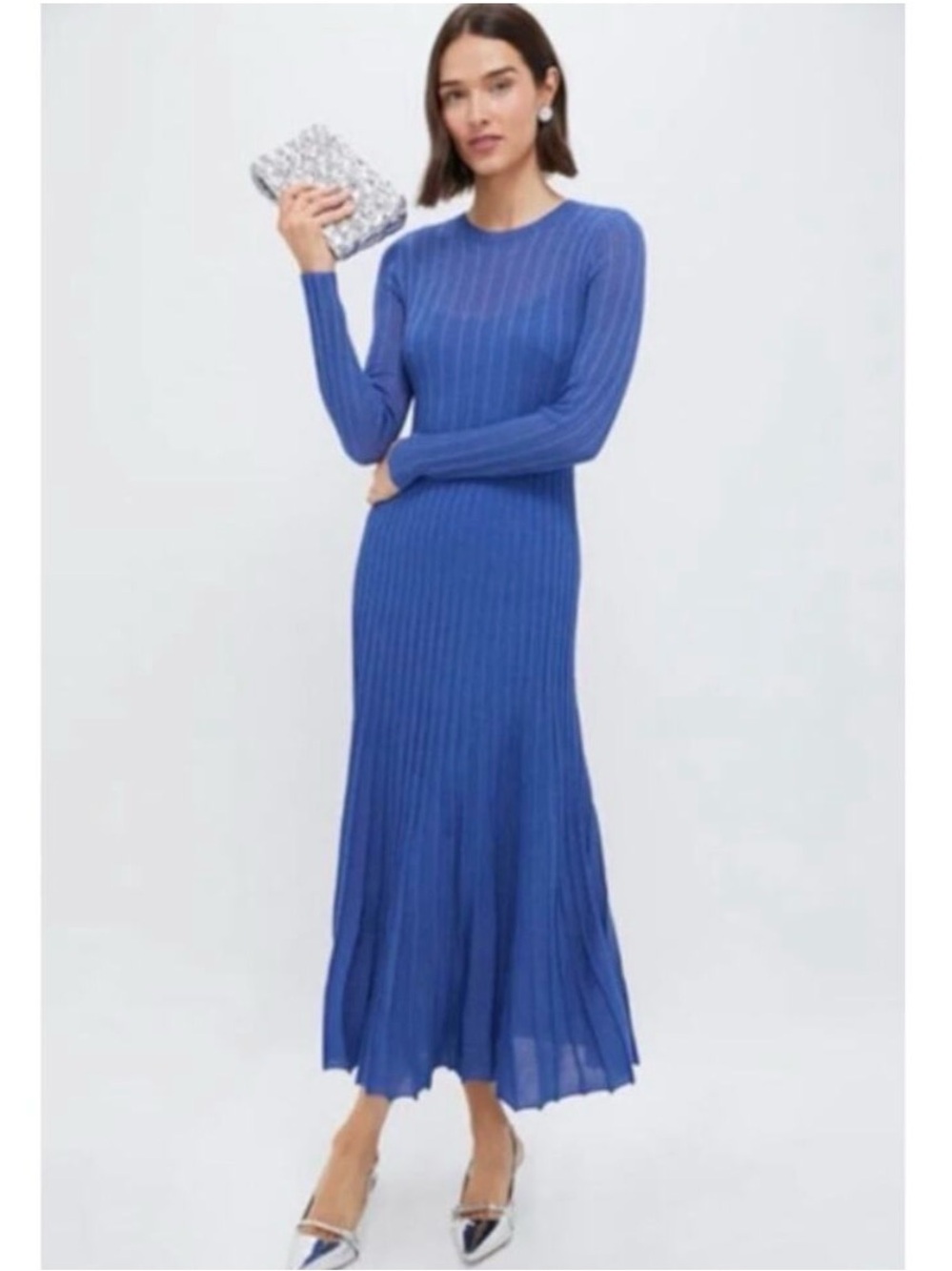 Hyacinth House Cobalt Shimmer Knit Cammie Long Sleeve Maxi Dress Tuckernuck